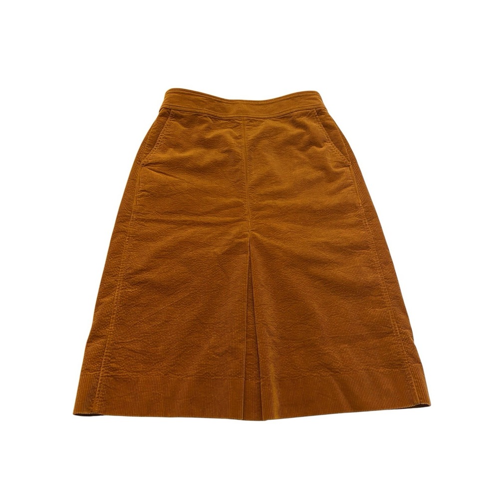 J.CREW Women's Size 8 Corduroy A-Line Skirt Brown Midi Pleated Pockets